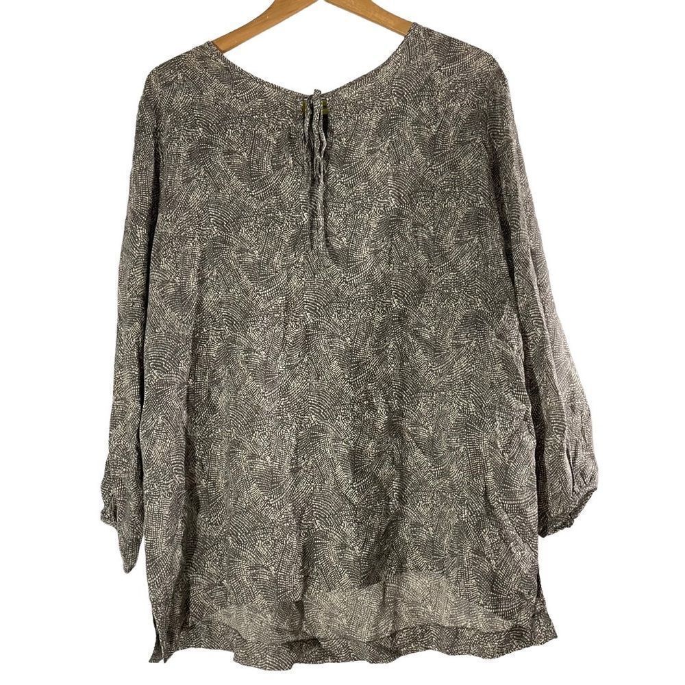 Rock Flower Paper SoHo Peasant Blouse Viscose Top Tunic Gray Long Sleeve Size L